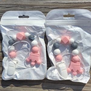 One or Two Baby Girl Pacifier Clips